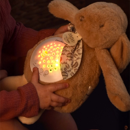 Veilleuse musicale projection d'étoiles Lapin
