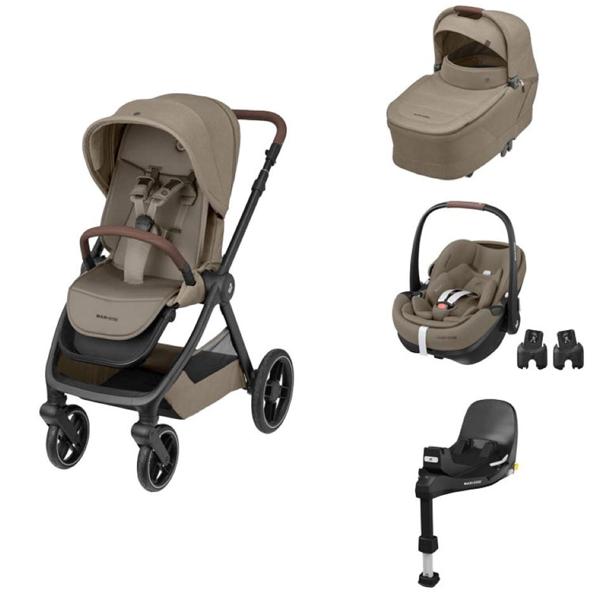Poussette trio Oxford + Siège auto Pebble 360 Pro 2 + nacelle Sense Twillic + base FamilyFix 360 Pro