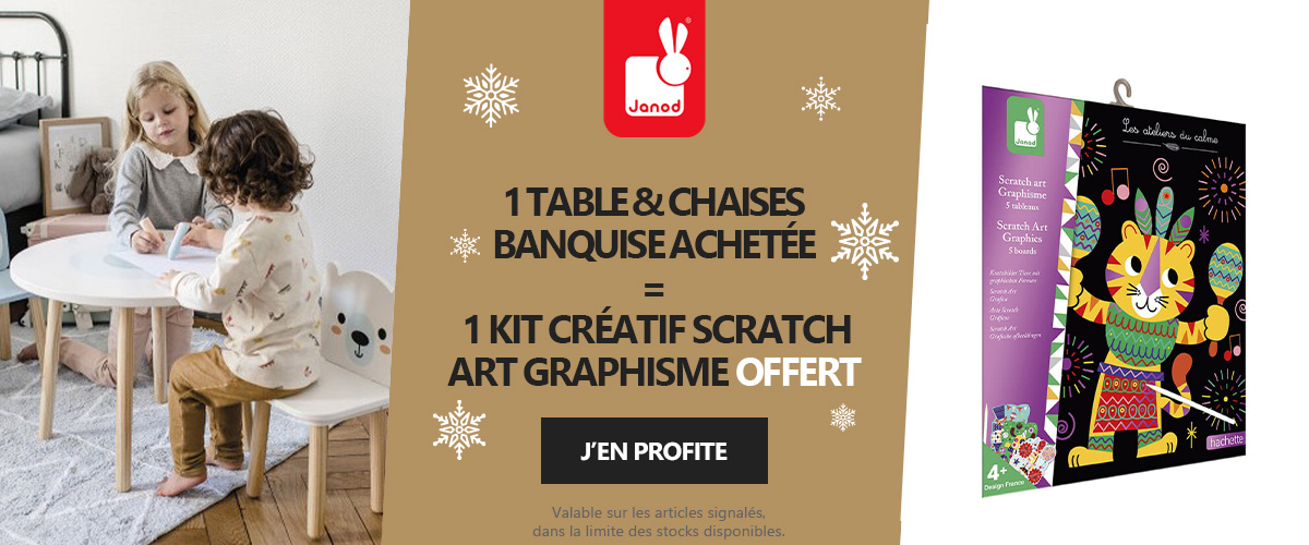 Janod : 1 table & chaises banquise acheté = 1 kit créatif scratch art graphisme offert