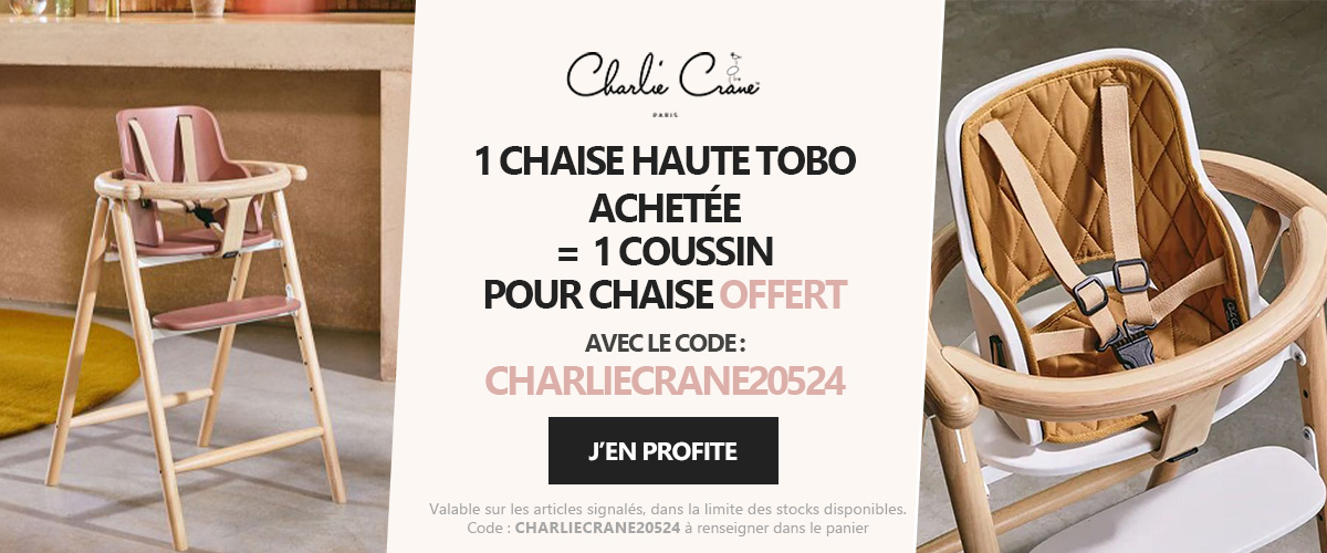 Charlie Crane : Chaise TOBO + babyset + tablette = coussin offert