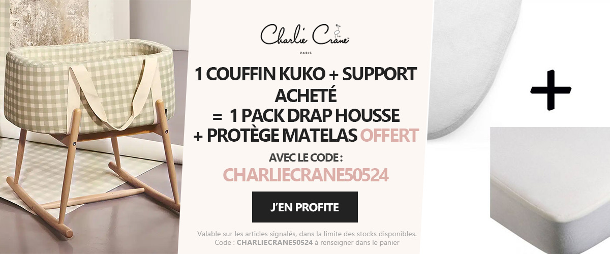 Charlie Crane : Couffin + support = alèse + draps housse
