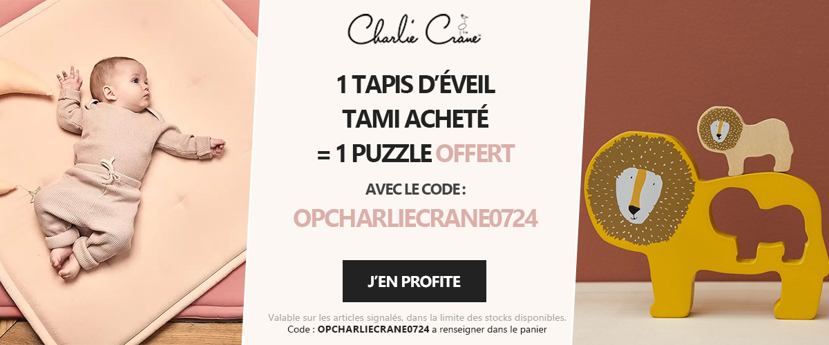 Charlie Crane : 1 tapis tami = 1 puzzle Trixie offert
