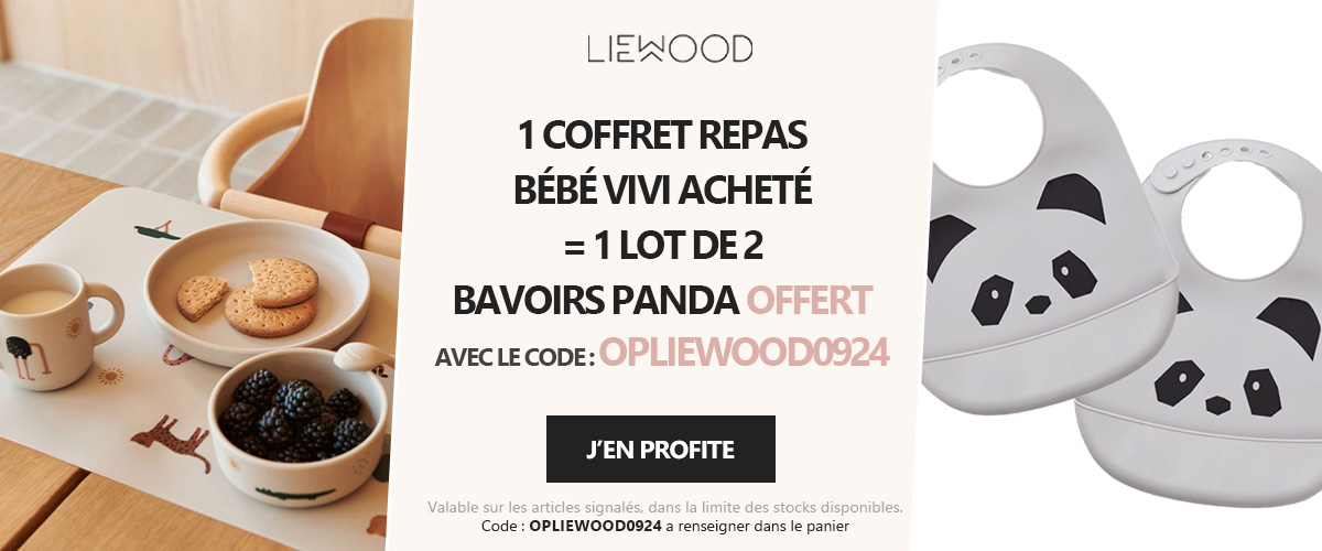 Liewood : 1 coffret repas Vivi = 1 lot de 2 bavoirs récupérateurs