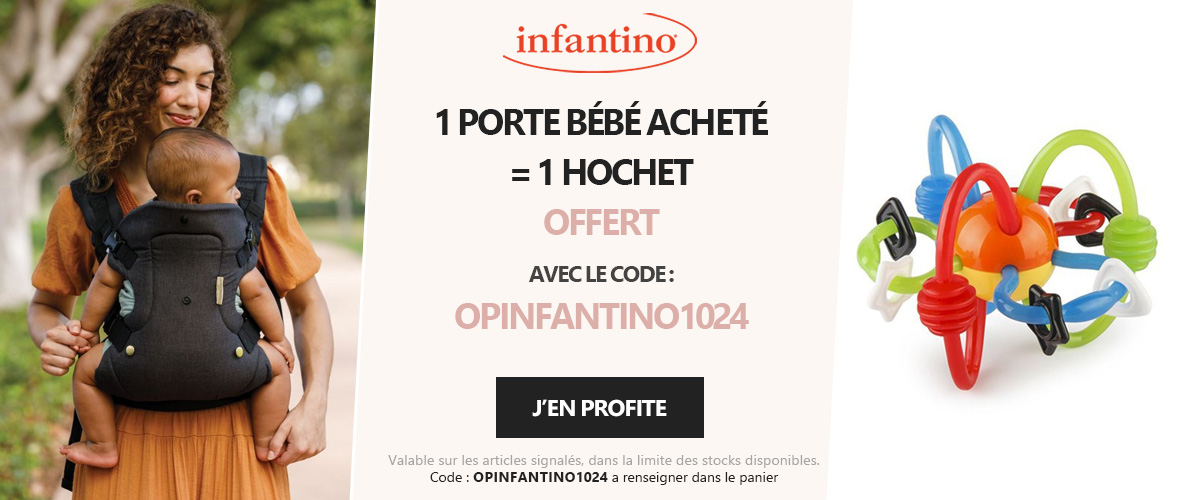 Infantino : 1 porte bébé acheté = 1 hochet offert