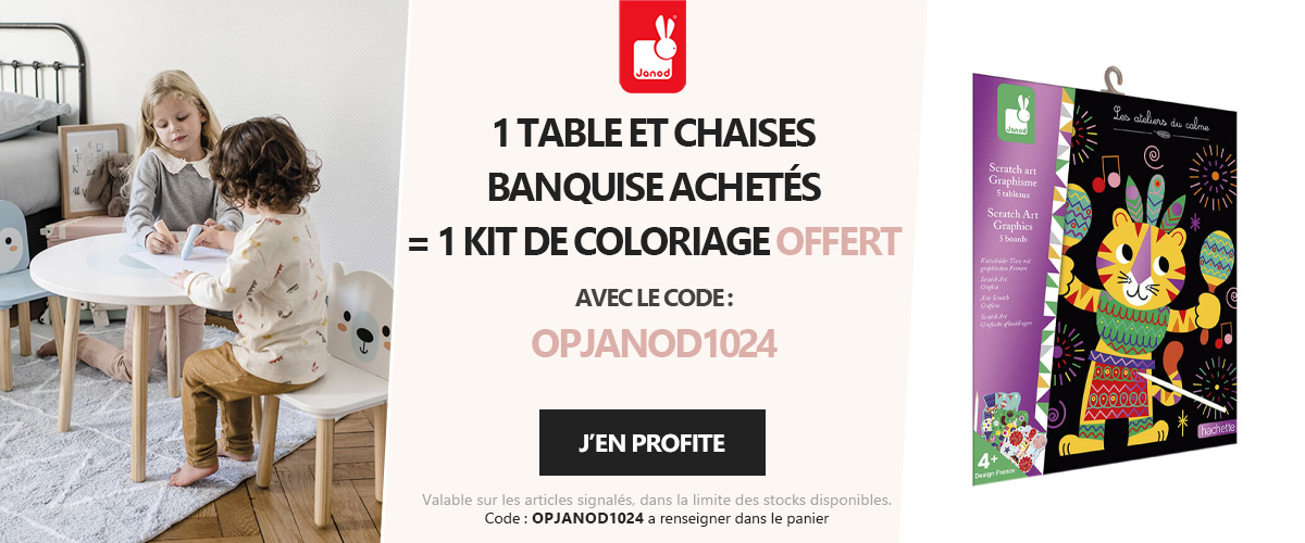 Janod : 1 table et chaises en bois banquise achetées = 1 kit de coloriage offert