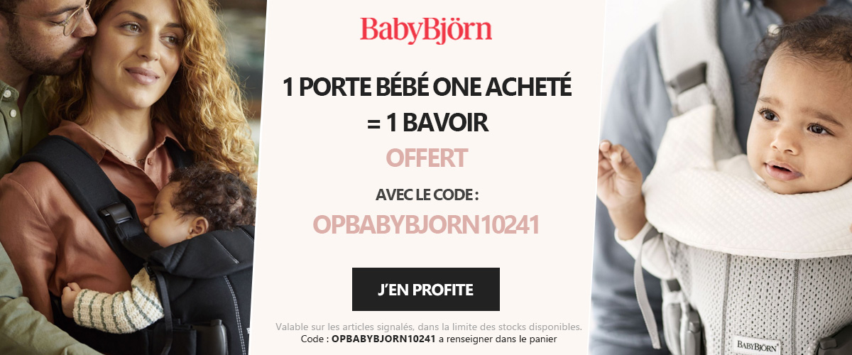 Babybjorn : 1 porte bébé One acheté = 1 bavoir offert