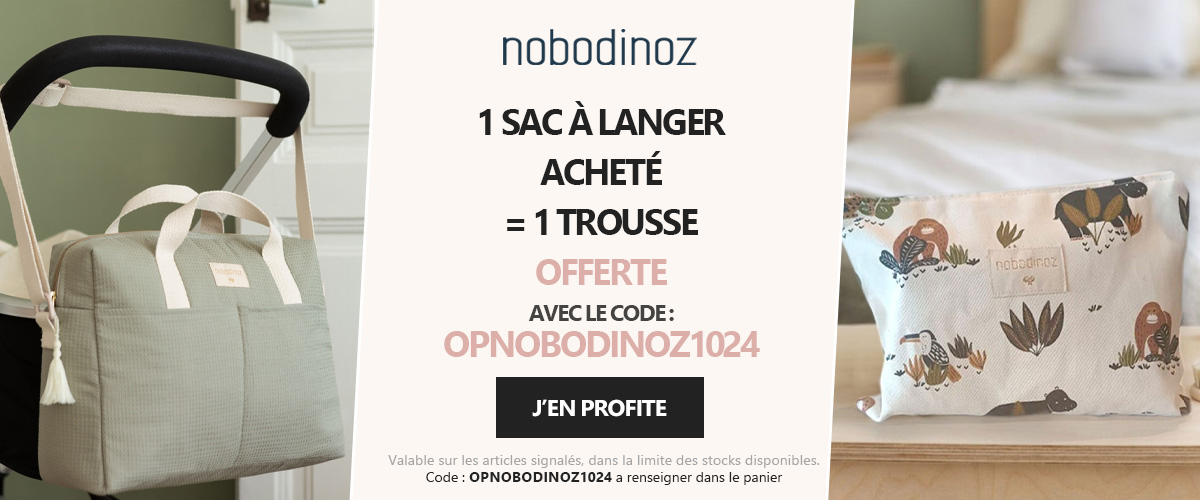 Nobodinoz : 1 sac à langer acheté = 1 trousse offerte