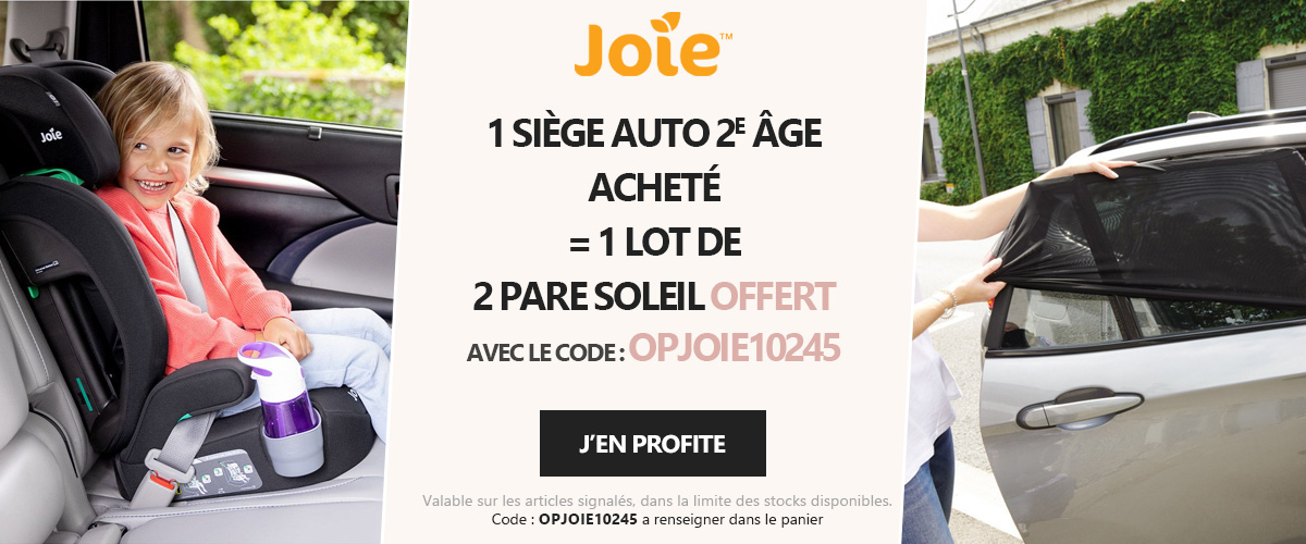 Joie : 1 siège auto 2ème âge acheté = 1 pare soleil Tinéo offert