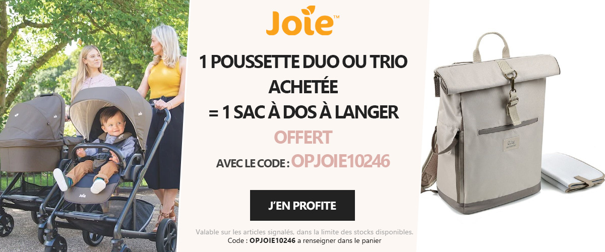 Joie : 1 pack duo ou trio acheté = 1 sac à langer offert