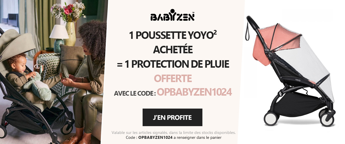 Babyzen : 1 poussette yoyo 2 achetée = 1 protection pluie pack 6+ offert