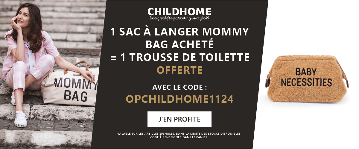 Childhome : 1 Sac à langer Mommy bag acheté = 1 trousse de toilette bébé offerte