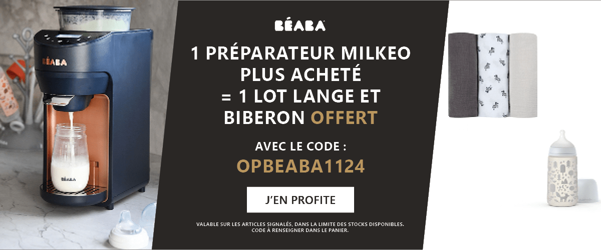 Beaba : 1 Préparateur de Biberon Milkeo plus Night blue = 1 lange et biberons offerts