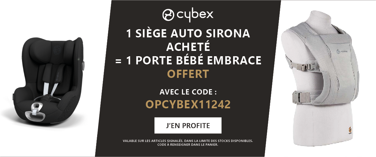 Cybex : 1 siège auto Sirona acheté = 1 porte bébé embrace offert