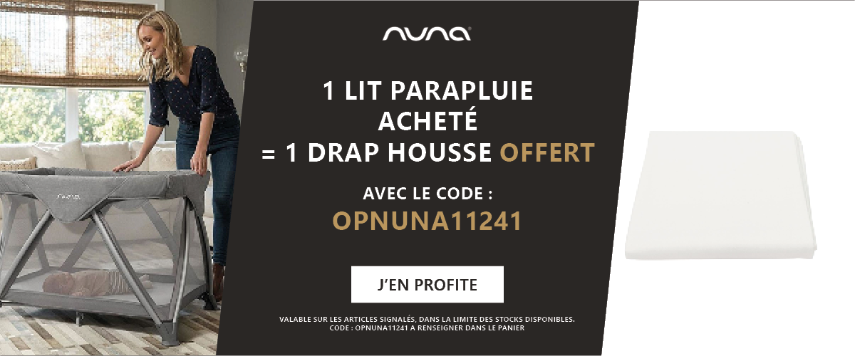 Nuna : 1 lit parapluie de voyage acheté = 1 drap housse offert