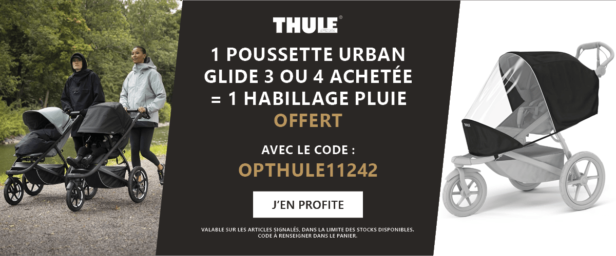 Thule : 1 poussette Urban Glide 3 ou 4 achetée = 1 habillage pluie offert