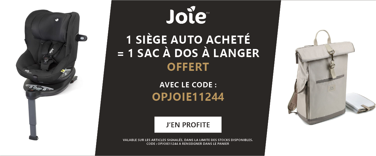 Joie : 1 siège auto sur base acheté = 1 sac à langer offert