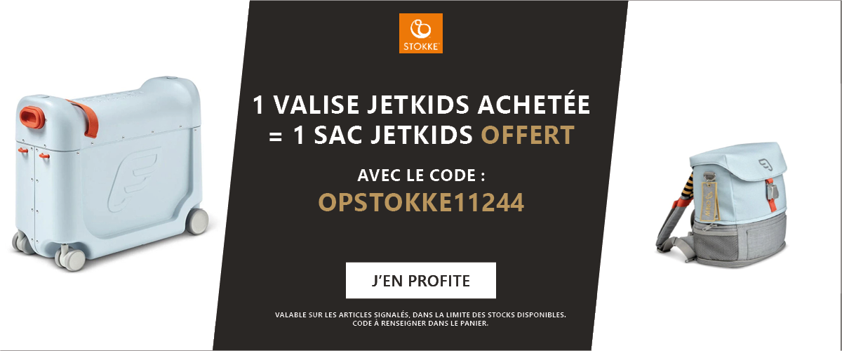 Stokke : 1 valise Jetkids achetée = 1 sac Jetkids offert