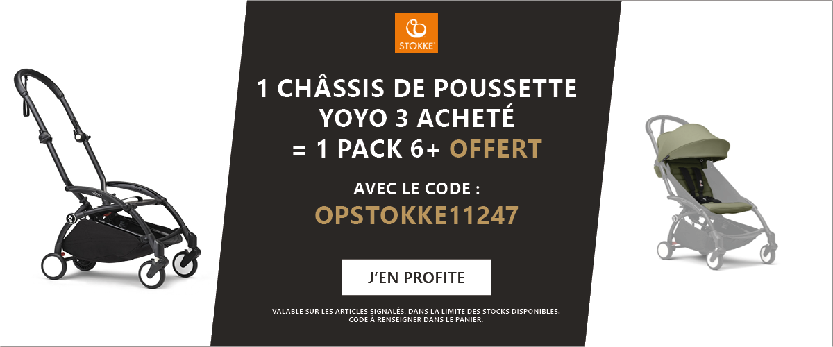 Stokke : 1 poussette YOYO 3 achetée = 1 pack 6+ offert