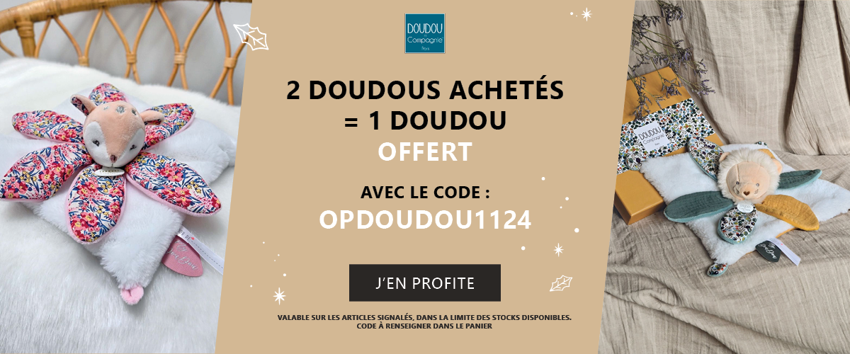 Doudou & Cie : 2 doudous achetés = le 3eme offert