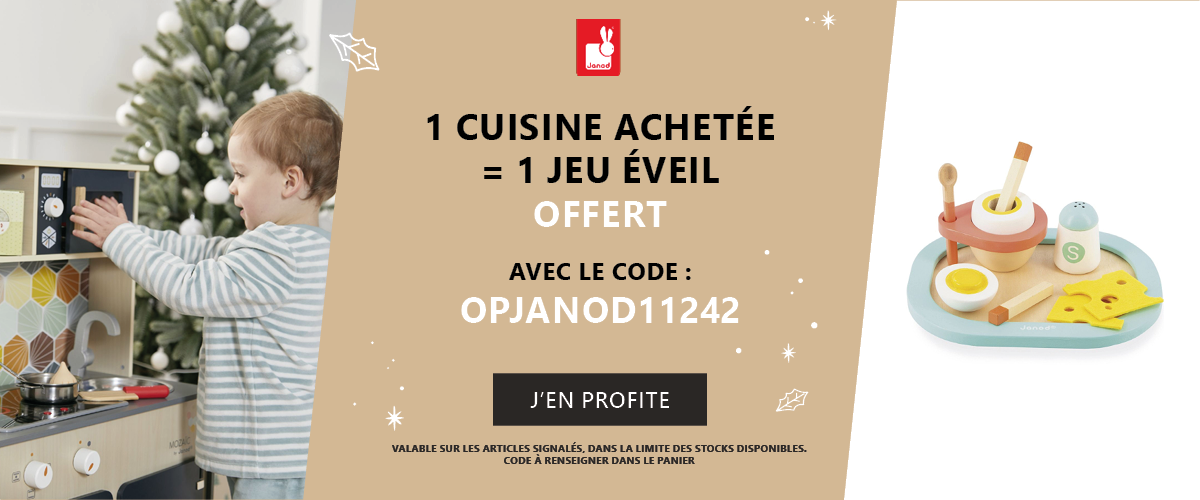 Janod : 1 cuisine achetée = 1 jeu d'éveil mon premier coquetier offert