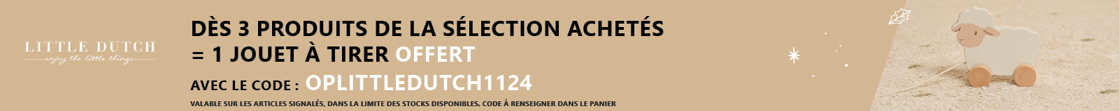 Little Dutch : Dès 3 produits achetés de la sélection = 1 jouet à tirer Mouton en bois offert