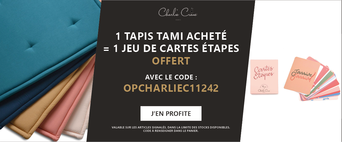 Charlie Crane : 1 tapis Tami acheté = 1 jeu de cartes étapes offert