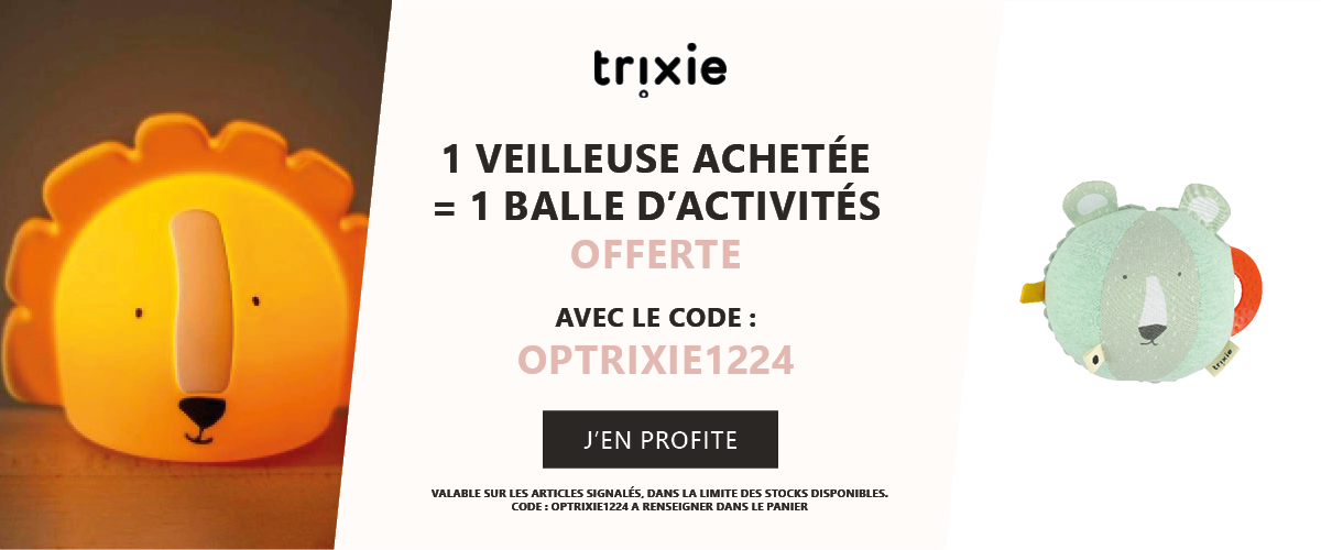 Trixie : 1 veilleuse achetée = 1 balle d'activités offerte