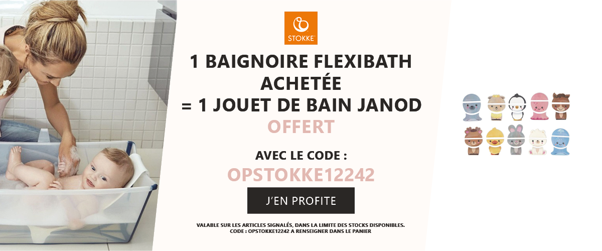 Stokke : 1 baignoire flexibath achetée = 1 jouet de bain Janod