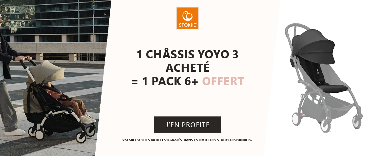 Stokke : 1 châssis YOYO 3 acheté = 1 pack 6+ offert