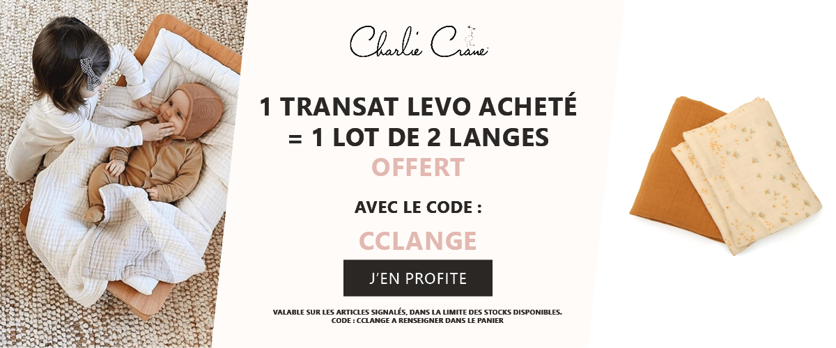 Charlie Crane : 1 transat Levo acheté = 1 lot de 2 langes offert