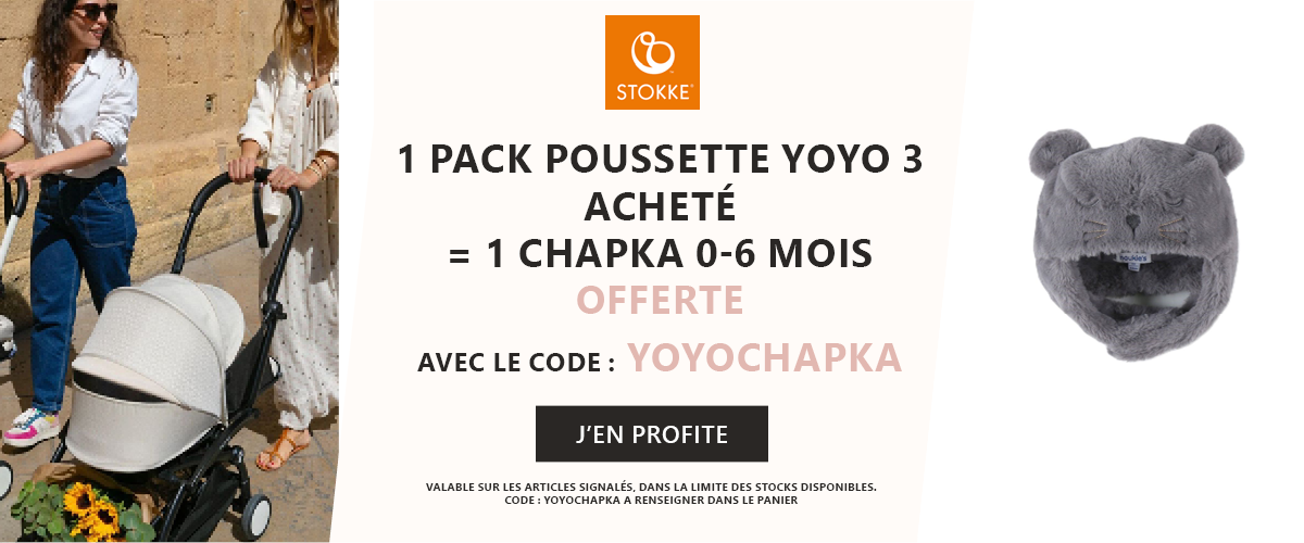 Stokke : 1 pack poussette yoyo 3 = 1 chapka 0-6 mois offerte