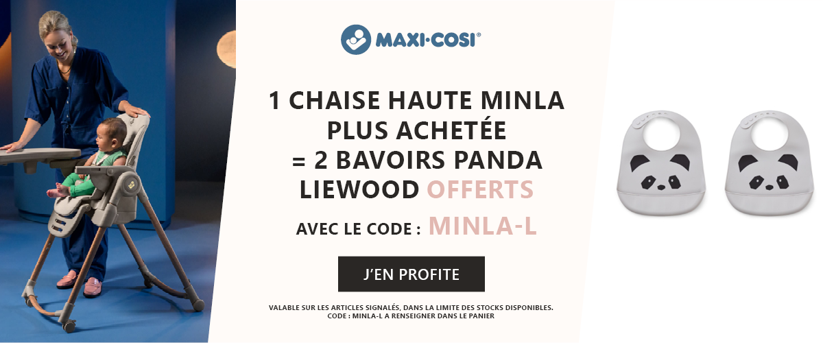 Maxi Cosi : 1 chaise haute Minla Plus = 2 bavoirs panda Liewood offerts