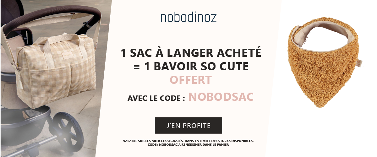 Nobodinoz : 1 sac à langer acheté = 1 bavoir so cute offert