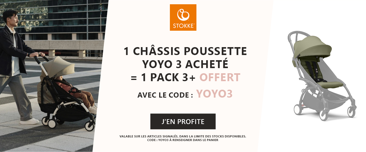 Stokke : 1 poussette YOYO 3 acheté = 1 pack 6+ offert