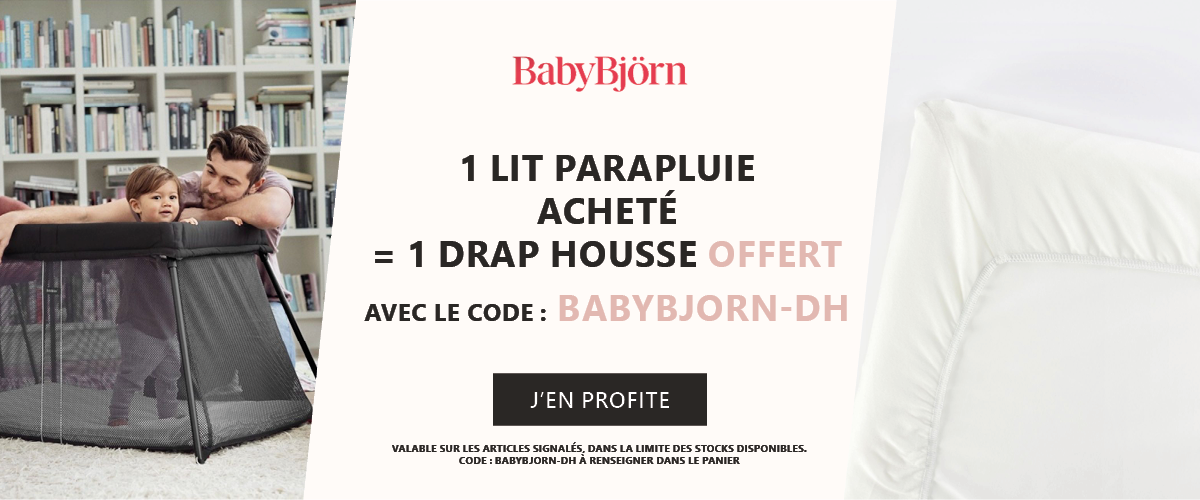 Babybjorn : 1 lit parapluie acheté = 1 drap housse offert