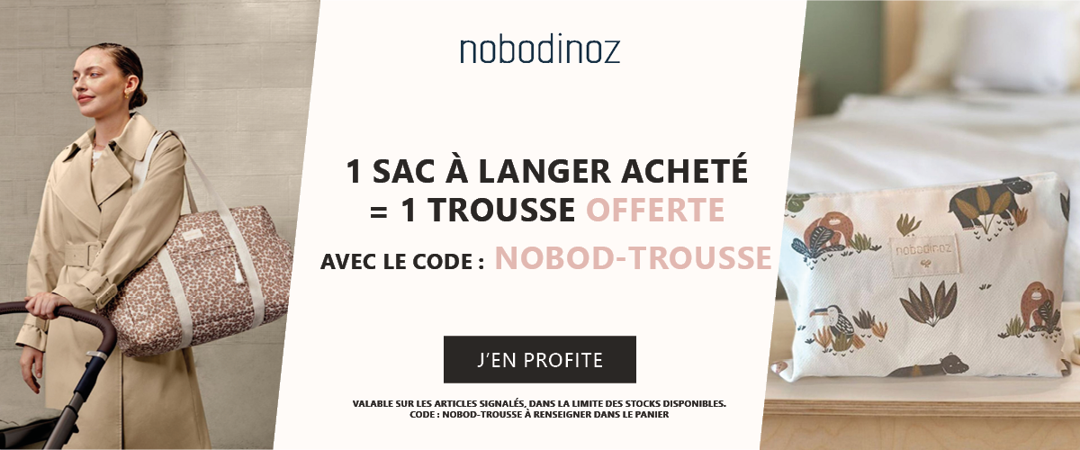 Nobodinoz : 1 sac à langer acheté = 1 trousse offerte