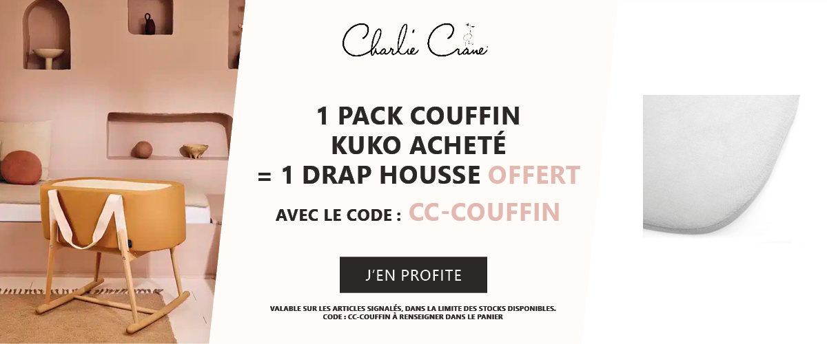 Charlie Crane : 1 pack Couffin + support acheté = 1 drap housse offert