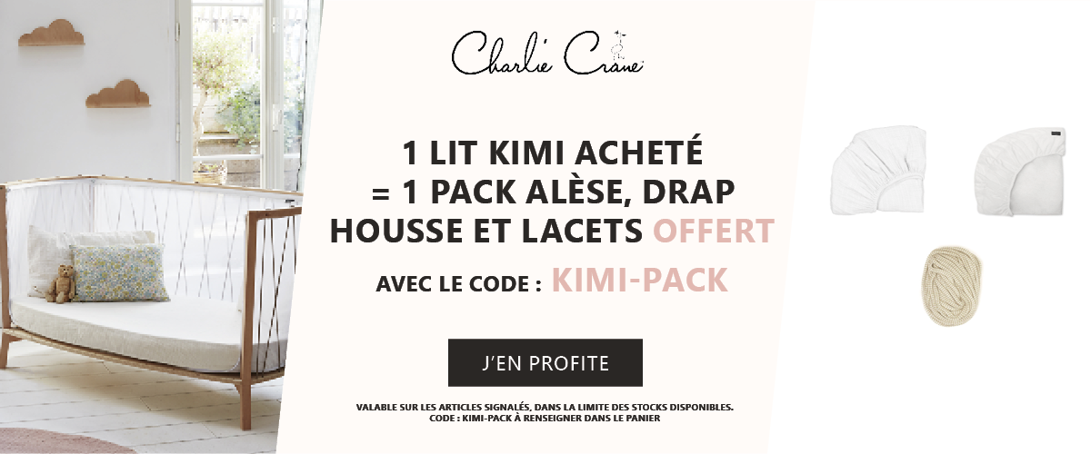 Charlie crane : 1 lit kimi acheté = 1 pack alèse drap housse et lacets offert