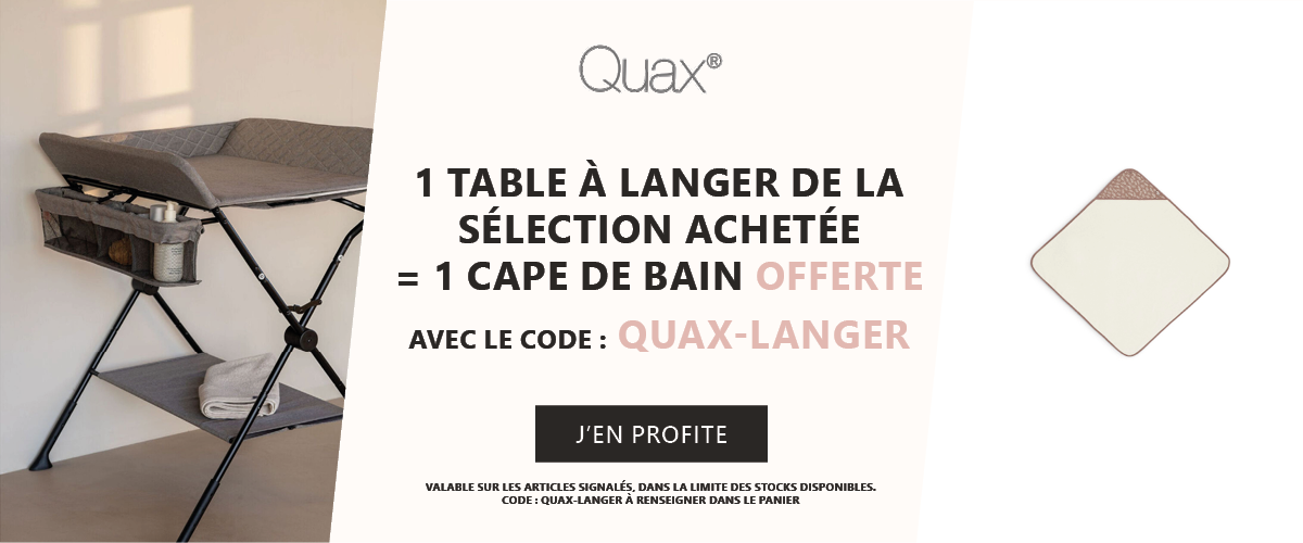 Quax : 1 table à langer de la sélection = 1 cape de bain offerte