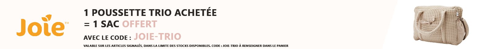 Joie : 1 poussette trio achetée = 1 sac BB&Co offert