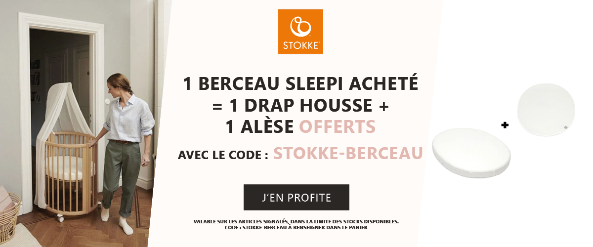 Stokke : 1 Berceau Sleepi acheté = 1 drap housse + alèse offerts