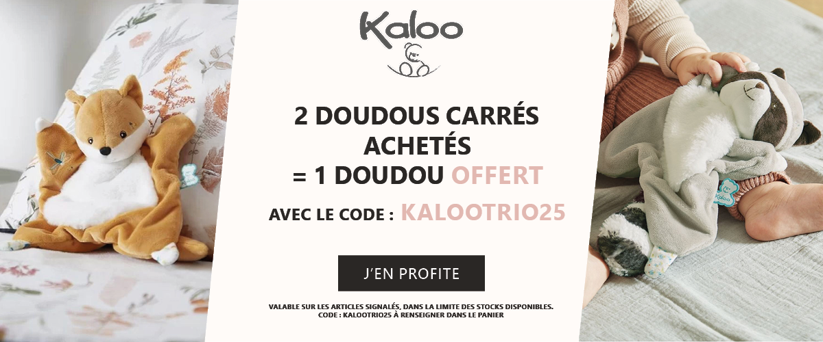 Kaloo : Deux doudous carré acheté = le troisième offert