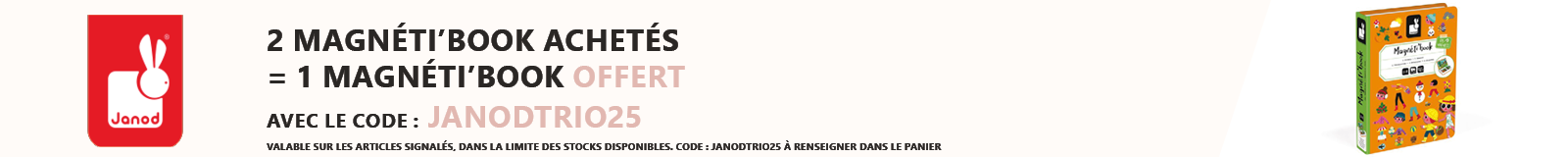 Janod : Deux magnéti'book acheté = le troisième offert