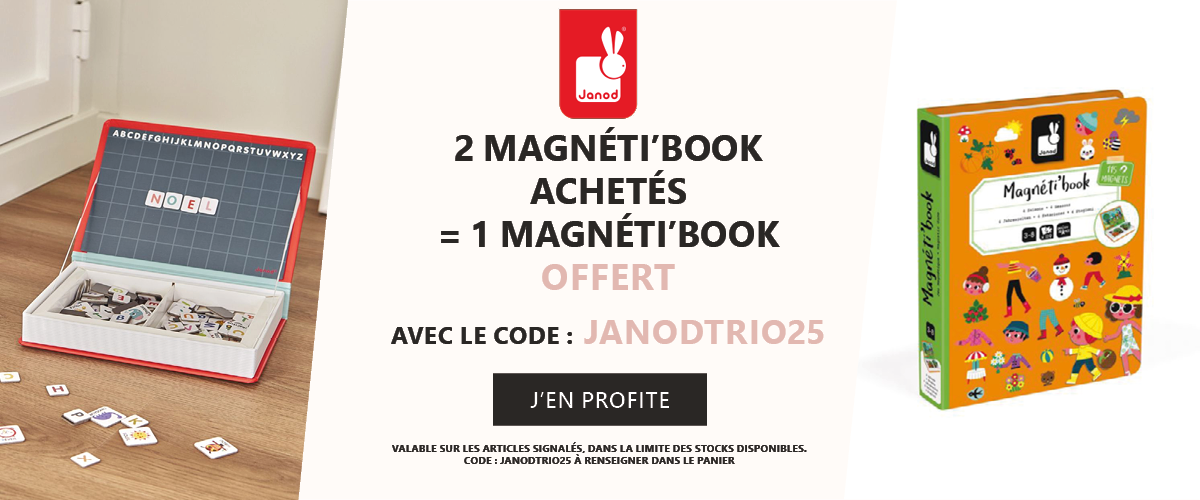Janod : Deux magnéti'book acheté = le troisième offert