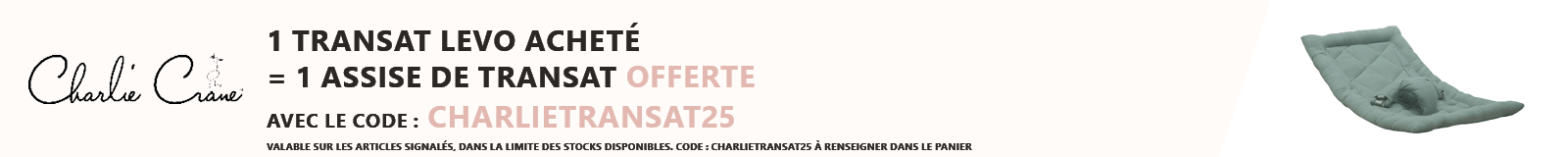 Charlie Crane : Un transat Levo acheté = Une assise de transat offerte