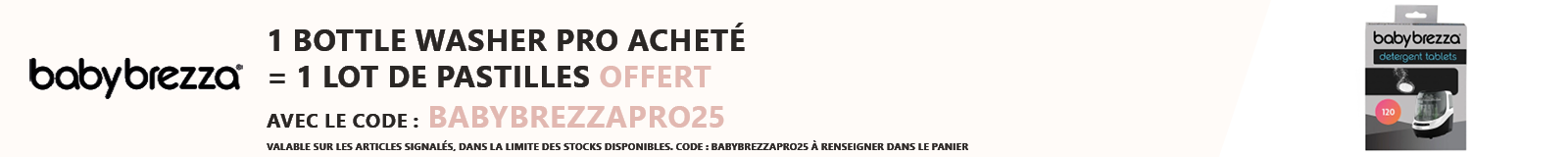 Babybrezza : un Bottle Washer Pro = les pastilles offertes