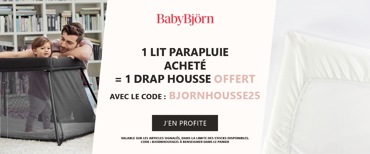 Babybjorn : Un lit parapluie acheté = un drap housse offert