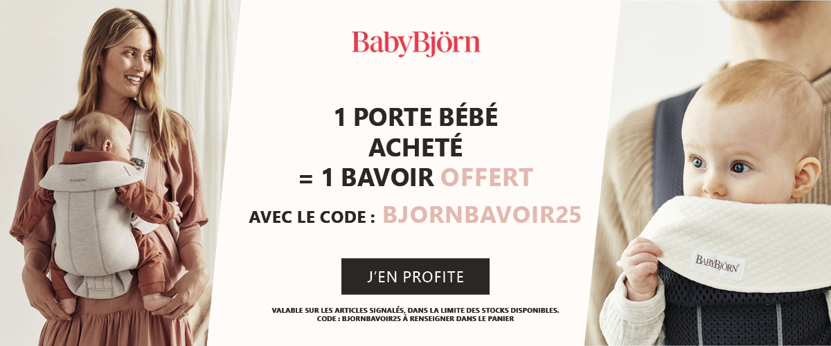 Babybjorn : Un porte bébé acheté = Un bavoir offert
