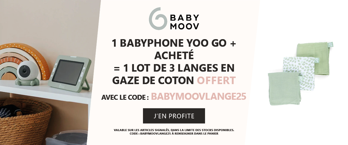 Babymoov : Un babyphone Yoo Go + = un lot de 3 langes en gaze de coton