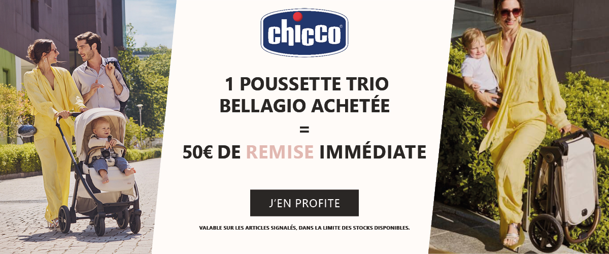 Chicco : 1 poussette trio Bellagio achetée = 50€ de remise immédiate